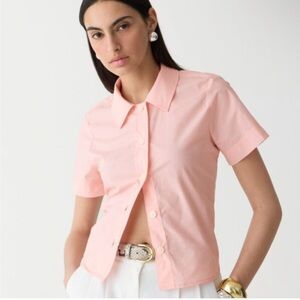 J. Crew Women's Pink Short Sleeve Button-Up Shirt